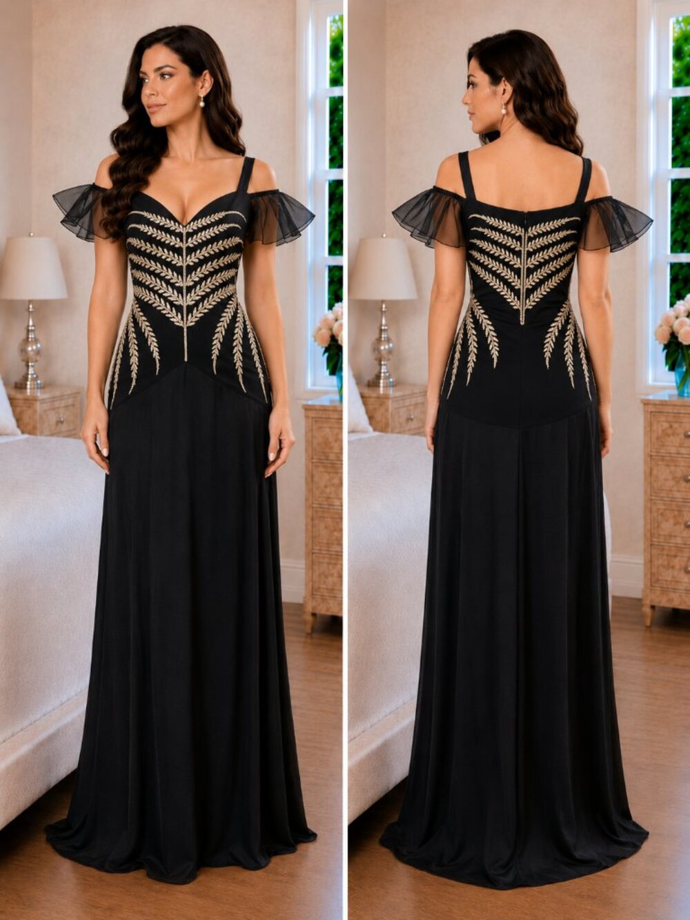 NWT Temperley London Black Gold Lace Savannah Formal Gown $1995